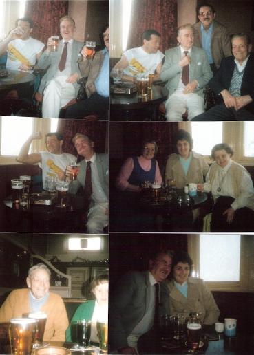 Ian Paul Bailey Frank Beason, Linda Joyce Beason, Joan Meets, James Benjamin Bailey 1926 - 2010, and Richard drinking in the Mount Hotel Fleetwood in the early 1980's